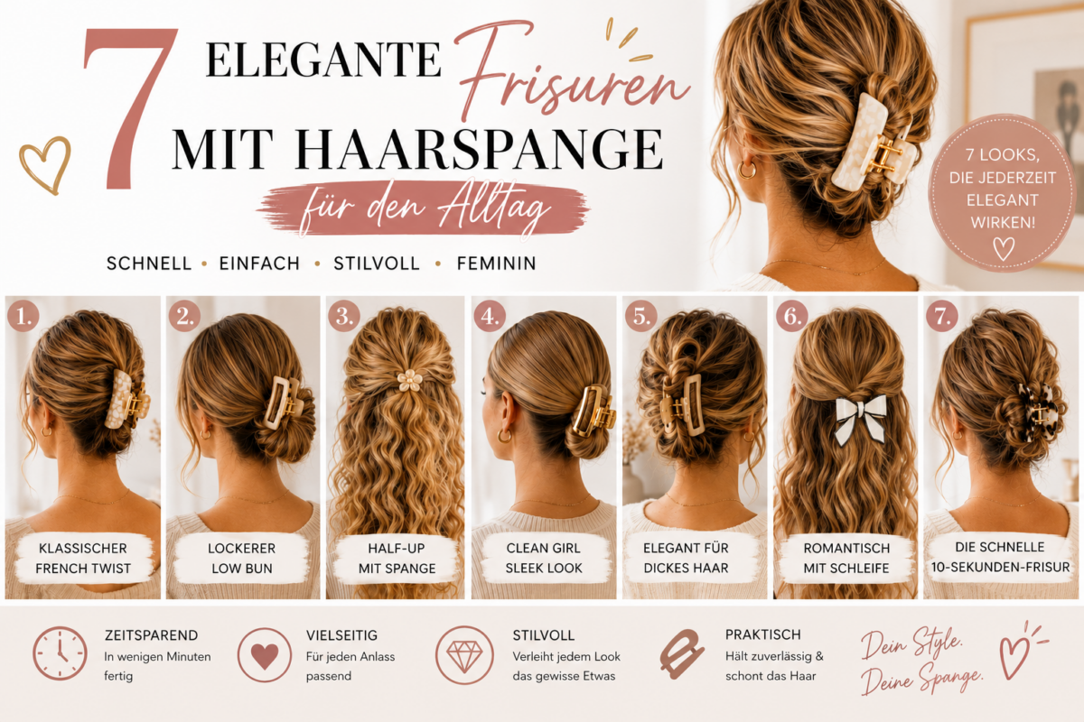 7 verschiedene Frisuren mit Haarspangen für den Alltag