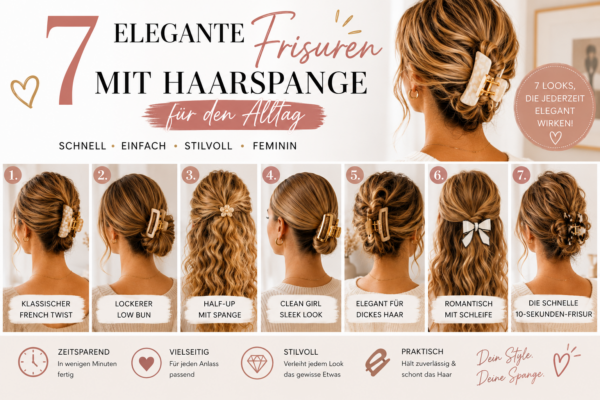 7 verschiedene Frisuren mit Haarspangen für den Alltag