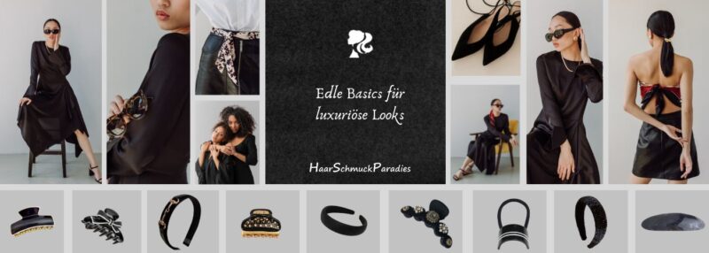 auswahl an schwarzem Haarschmuck