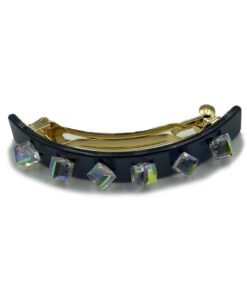 Haarspange groß in schwarz mit schimmernden Würfeln