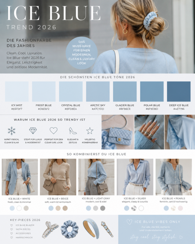 Farbvarianten für Iceblue mit passenden Haar Accessoires
