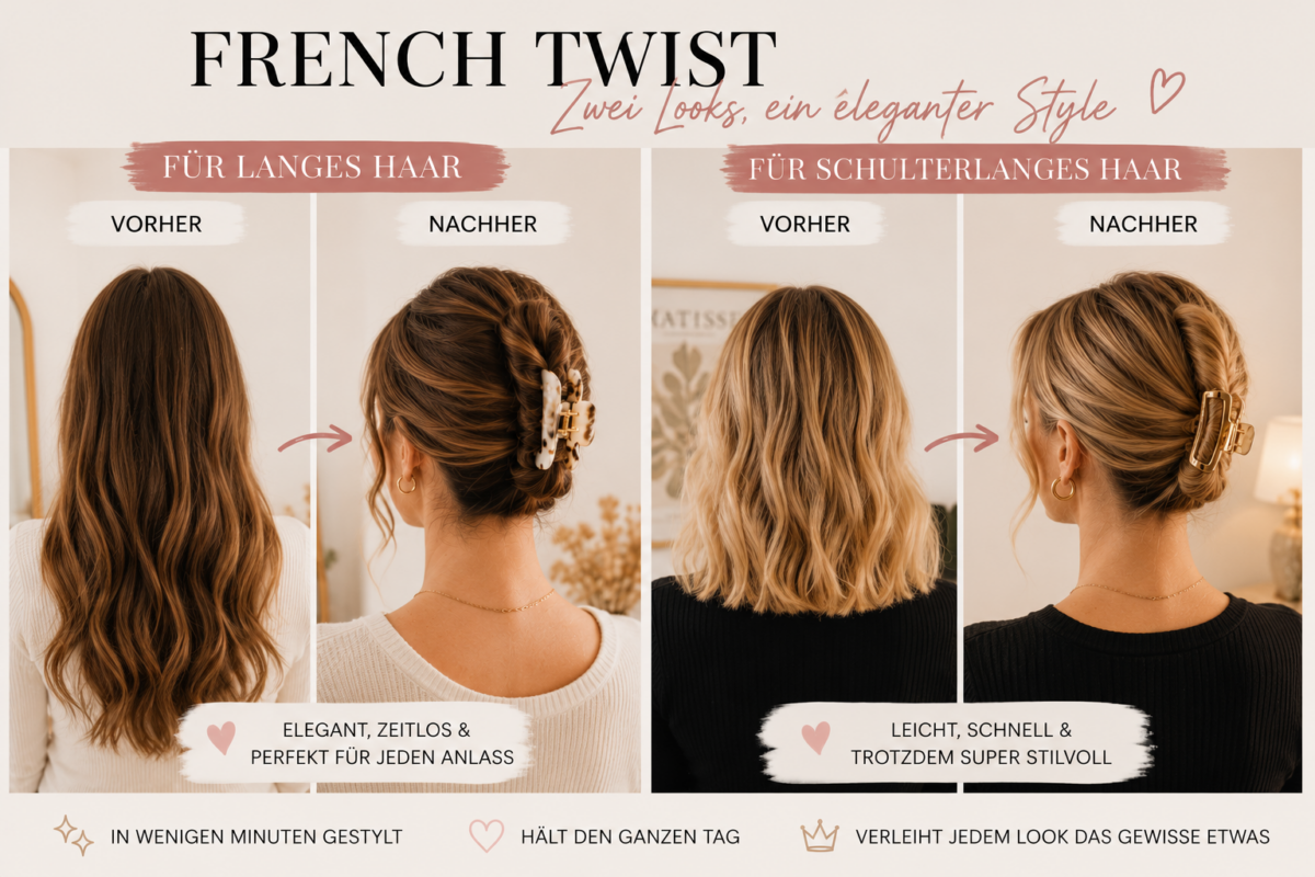 French Twist Frisur vorher und nachher