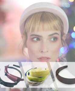 Frau mit Haarreif-Frisur und diversen modischen Haarreifen zur Auswahl