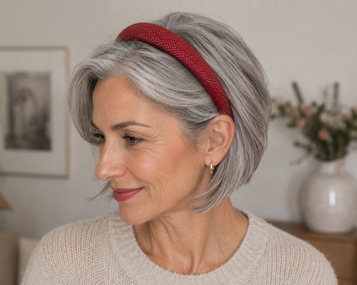 Frisuridee mit Haarreif rot