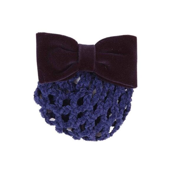 Patenspange mt Samtschleife und Chenille-Knotennetz, blau