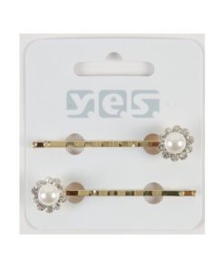 Silberne Haarklemme Strassblume elfenbein (Inhalt: 2 Stück)