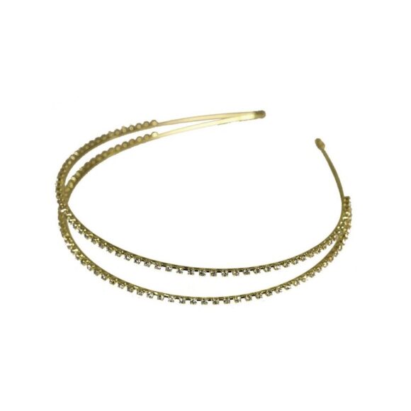 Haarreifen doppelt in gold mit Strasssteinen