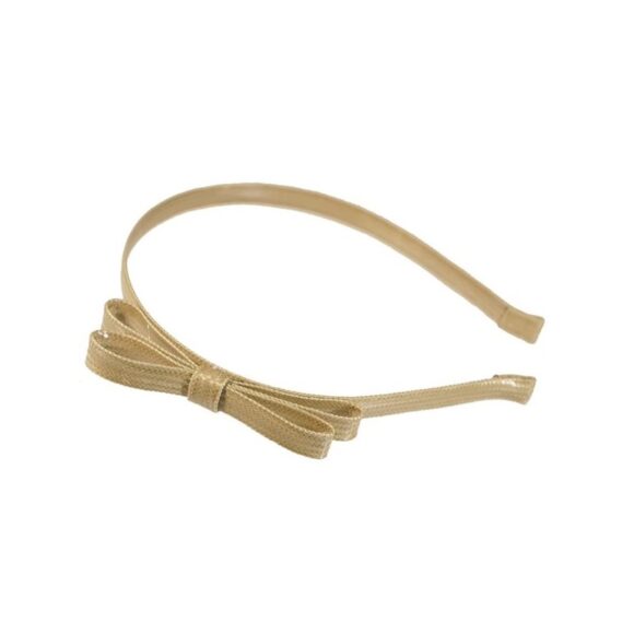Haarreifen mit großer Schleife in Flechtoptik beige
