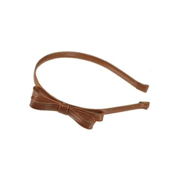 Haarreifen mit großer Schleife in Flechtoptik cognac