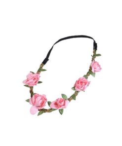 Haarband mit aufgesetzten rosefarbenen Rosen mit Gummiband