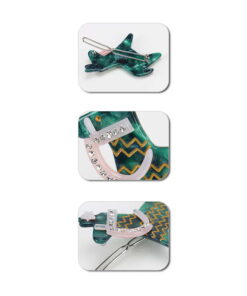 Kleines Pferd Haarspange grün Detail