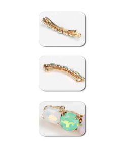 Schlanke Patentspange grün weiß detail