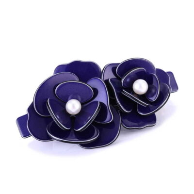 Patentspange Blumen blau