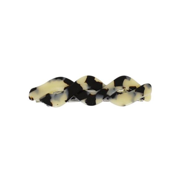Haarspange schmal Plattenmaterial beige mit wellenförmigen Aufsätzen