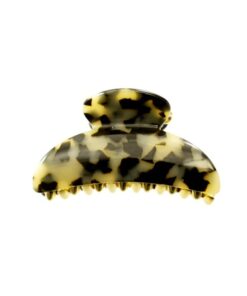 Haarklammer Plattenmaterial beige mit goldenen Zacken