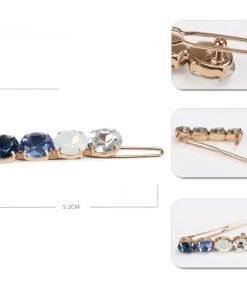 Kleine Haarspange mit 4 hochwertigen Schmucksteinen blau Details