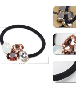 Haargummi mit gefassten Schmucksteinen – beige Detailansicht