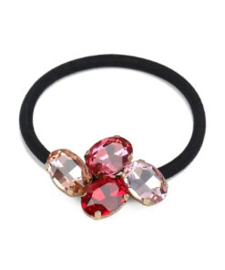 Haargummi mit gefassten Schmucksteinen – pink