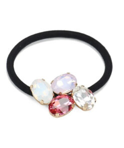 Haargummi mit gefassten Schmucksteinen – rosa