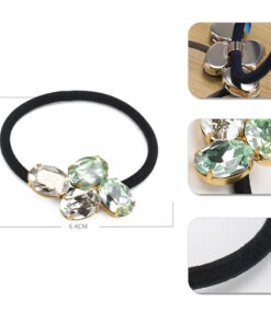 Haargummi mit gefassten Schmucksteinen – kiwi Detailansicht