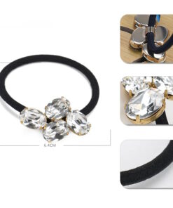 Haargummi mit gefassten Schmucksteinen – kristall Detailansich