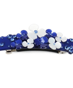 Haarspange blau mit Blumen, Strass