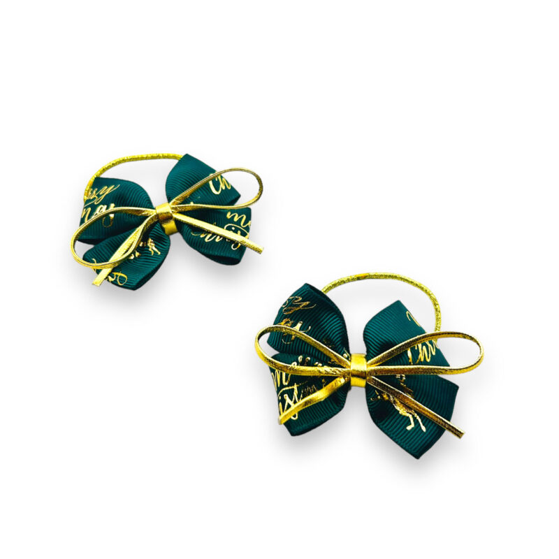 grüne Haarspange mit goldenem schleifchen
