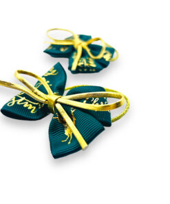 grüne Haarspange mit goldenem schleifchen