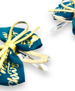 grüne Haarspange mit goldenem schleifchen