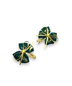 grüne Haarspange mit goldenem schleifchen