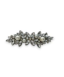 silberne Haarspange mit Glitzer und Perlen
