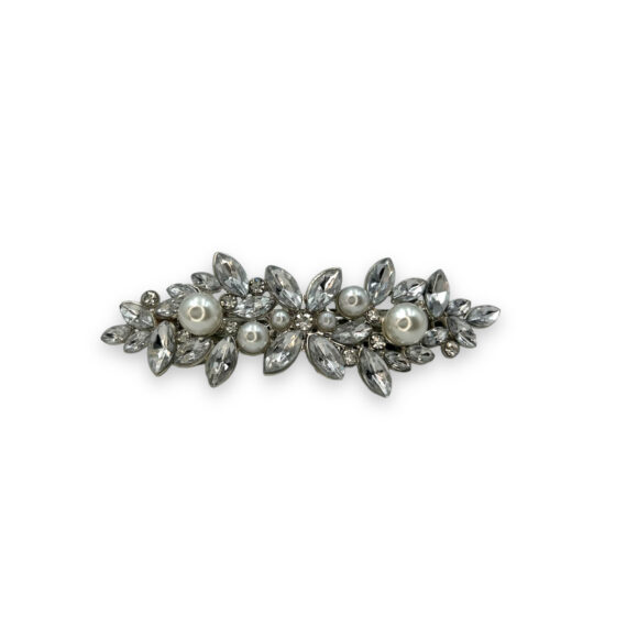 silberne Haarspange mit Glitzer und Perlen