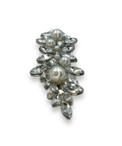 silberne Haarspange mit Glitzer und Perlen