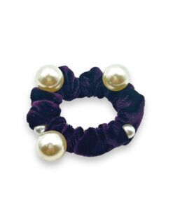 Samt-Scrunchie – Haargummi mit Samtbezug und Perlen – lila