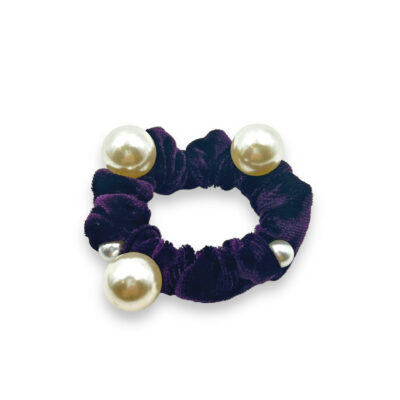Samt-Scrunchie – Haargummi mit Samtbezug und Perlen – lila