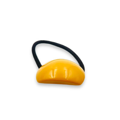 Schwartzes Zopfgummi mit orangen Halbkreis