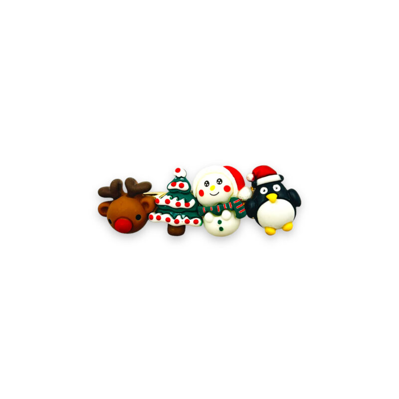 Haarspange mit Rentier, Tannenbaum , Schneeman und Pinguin
