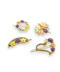 Kleine Haarklammer als Hertz, Kleine Haarklammer als Mond mit Blumen, Kleine Haarklammer als Blumen, Kleine Haarklammer als Blumenkrantz