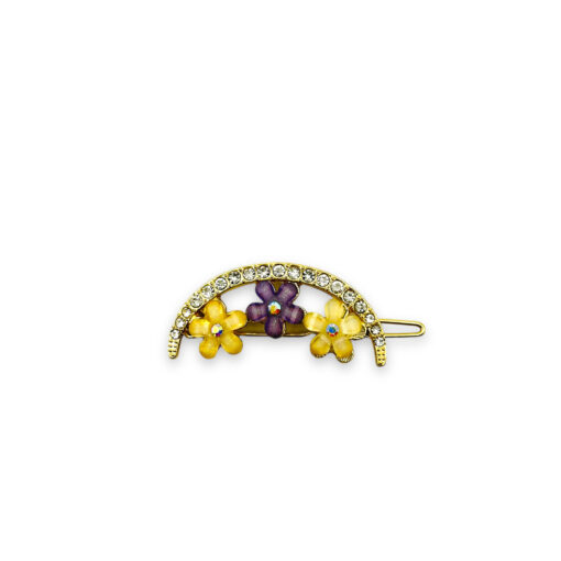 Kleine Haarklammer als Mond mit Blumen