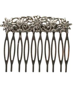 Haarkamm Edelweiß mit Herzen (antik-silber-farben)