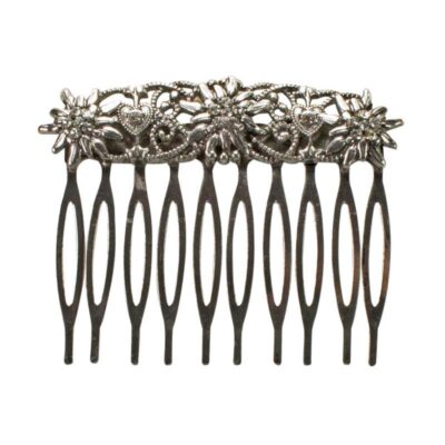 Haarkamm Edelweiß mit Herzen (antik-silber-farben)
