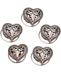 Haar-Curlies Strassherz-Hirsch 5-er Set (antik-silber-farben)