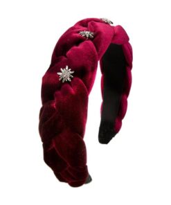 Roter Samthaarreifen geflochten mit kleinen Edelweiß-Applikationen