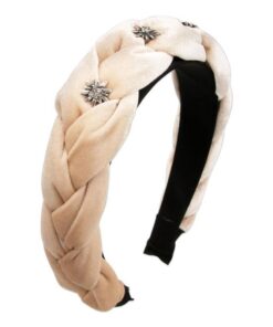 Cremefarbener Samthaarreifen geflochten mit kleinen Edelweiß-Applikationen