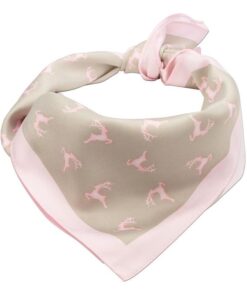 Hellgraues Halstuch mit rosa Hirschen