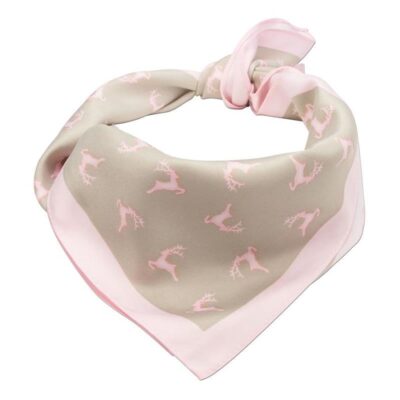 Hellgraues Halstuch mit rosa Hirschen