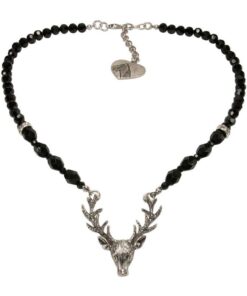 Perlen-Halskette Hirsch (schwarz)