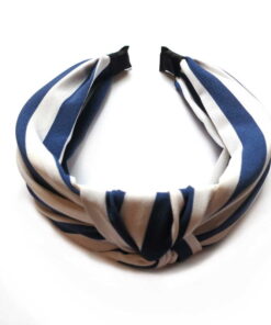 Haarreifen Stoff Streifen Knoten blau