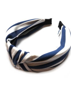 Haarreifen Stoff Streifen Knoten blau