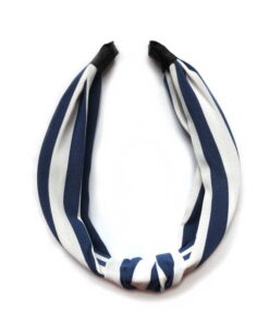 Haarreifen Stoff Streifen Knoten blau